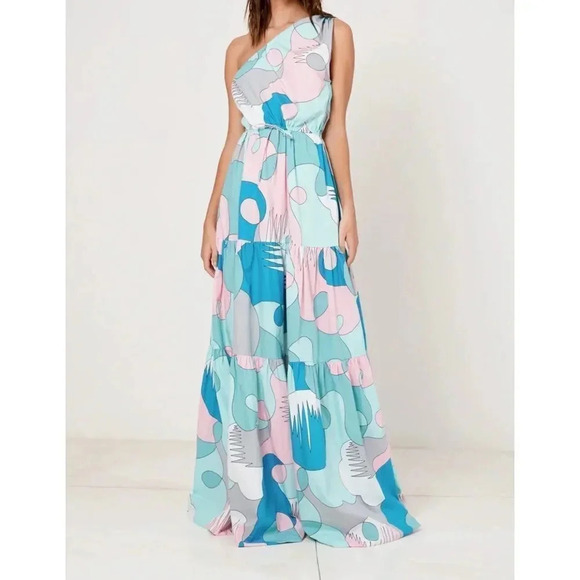 SWF One Shoulder Tiered Maxi Dress sz - Picture 9 of 16